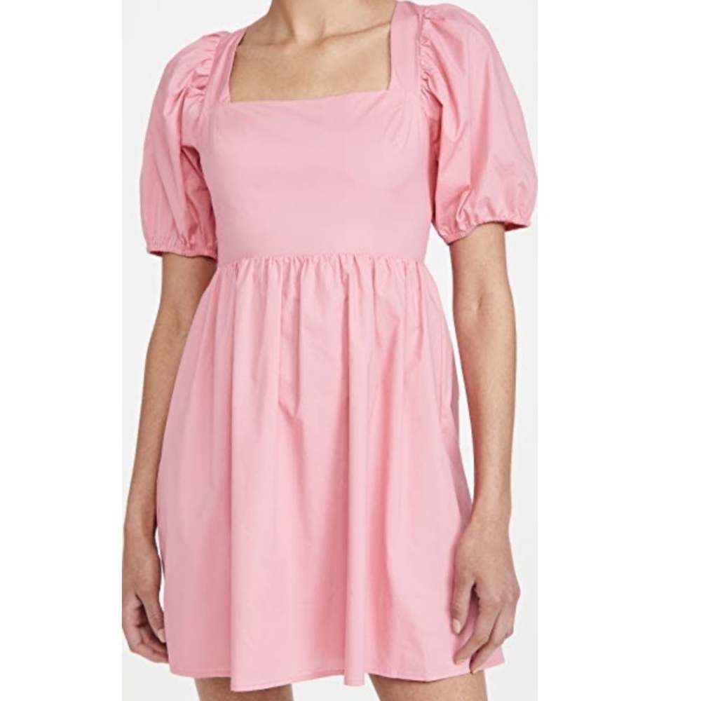 Pink Puff Sleeve Dress WAYF open back summer
